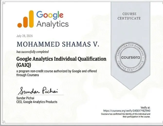 google analytics certification of the certified digital marketing strategist in qatar