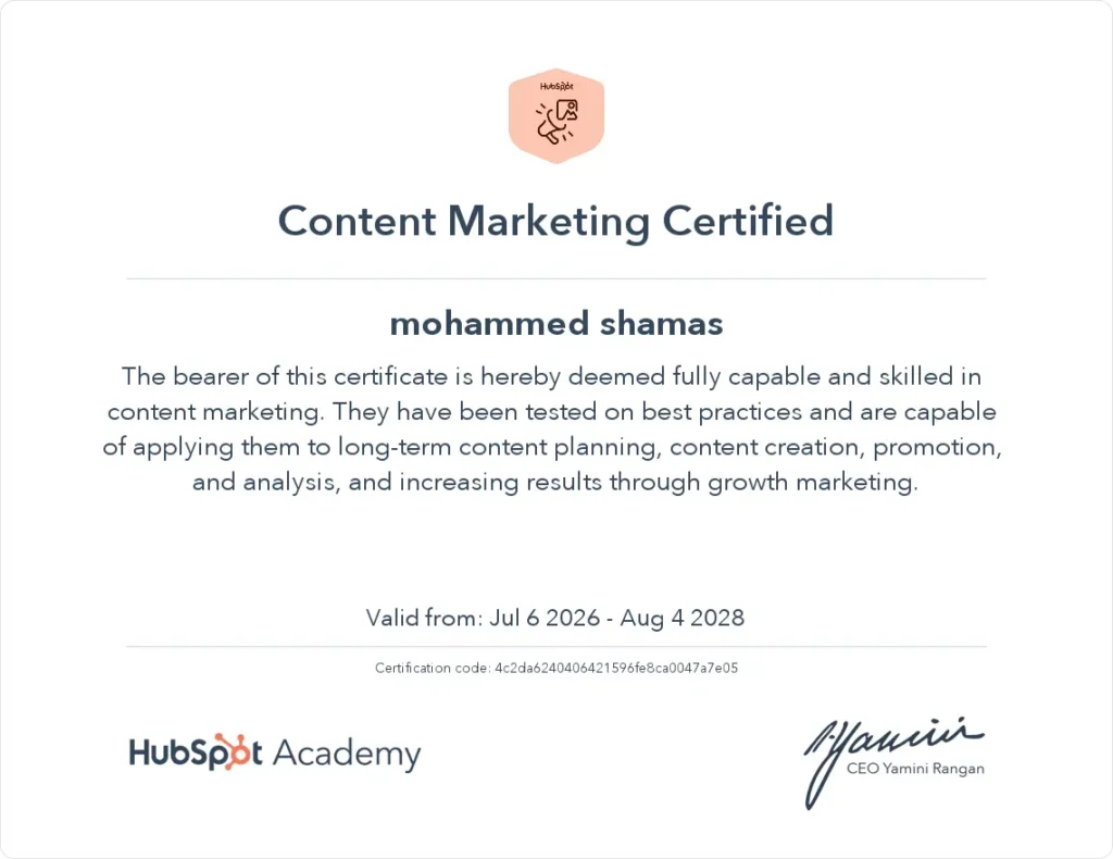 inbound marketing certification of the experienced digital marketer in qatar focusing on lead generation for businesses