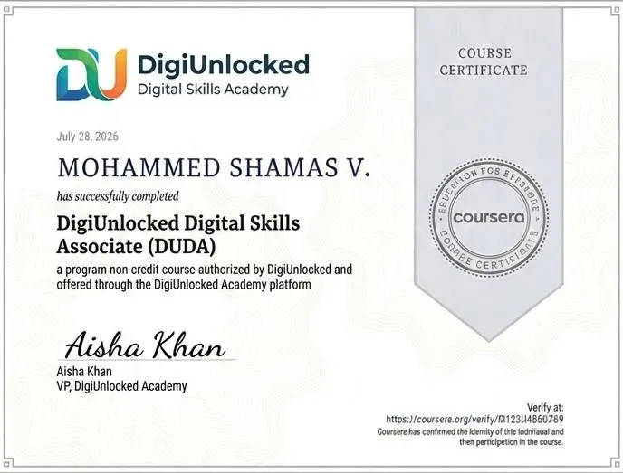 digiunlocked certification earned by the result driven digital marketing strategist in qatar